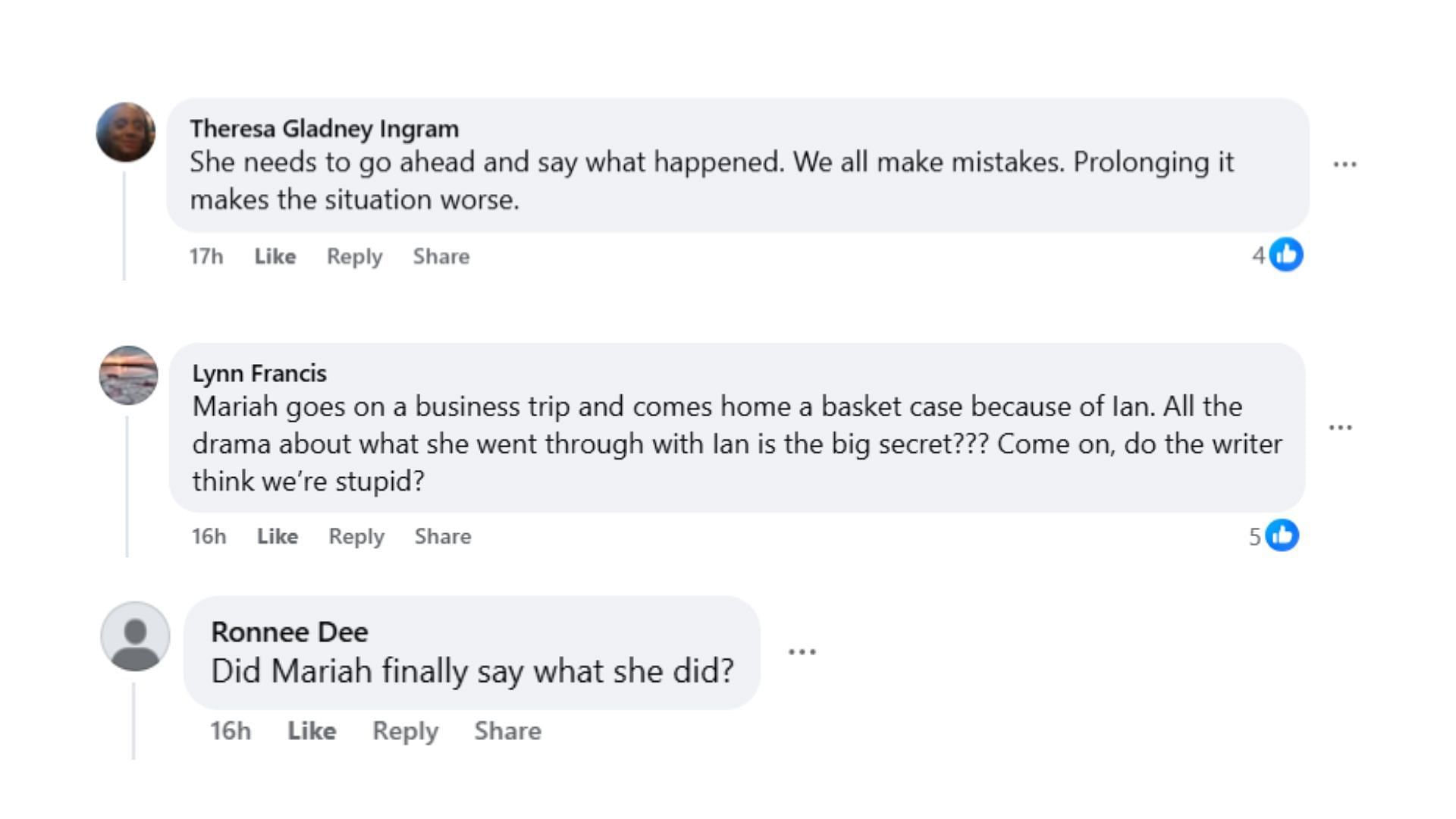 Comments by fans on the post (Image via Facebook/@Cathy Willson)